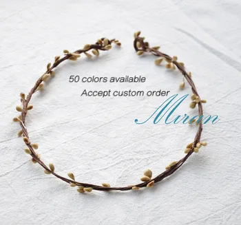 

10 PCS Handmade Rustic beige Pip Berries Twine Wreath Flower Crown Festivals Feminine Whimsical Fresh Cute Christmas Gift