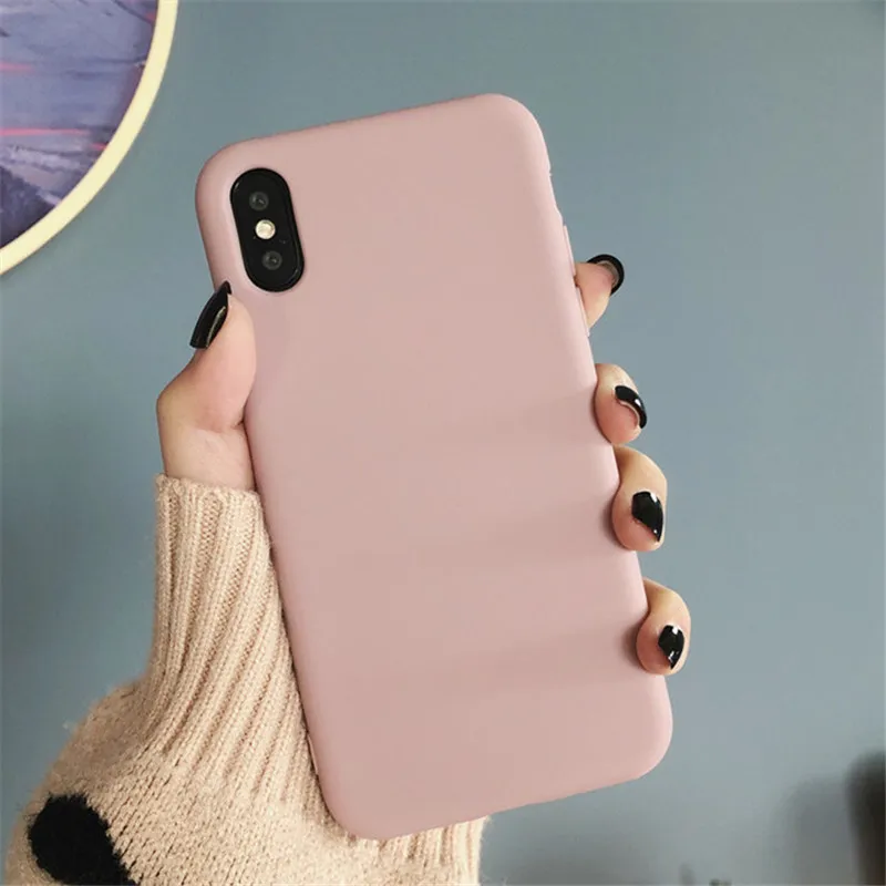 Funda de silicona Color sólido Linda funda de teléfono Lisa para iPhone 8 7 6 6 s Plus 10 X XR XS MAX proteger suave TPU Funda
