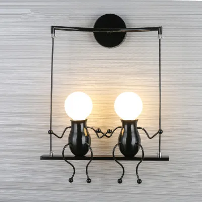 Creative Little Dolls Swing LED Wall Lamp Indoor Wall Lamps