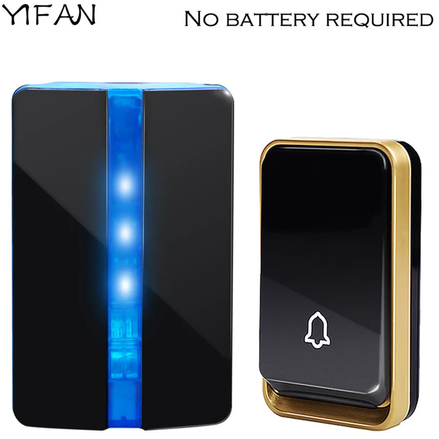 YIFAN self powered Wireless Doorbell NO battery EU US AU Plug HOME Door Bell Waterproof cover 150M range 1 button 1 receiver YIFAN self powered Wireless Doorbell NO battery EU US AU Plug HOME Door Bell Waterproof cover 150M range 1 button 1 receiver