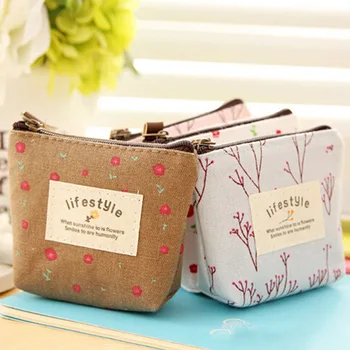 

New Women Kids Canvas Coin Purse Floral Zipper Pouch Small Wallet for Coins Lady Key Card Holder Case Bag Porta Monete Donna