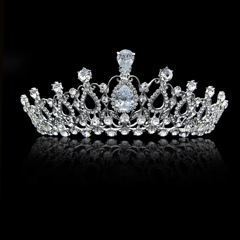 

Real Austrian Crystal CZ Zircon Bridal Tiara Crown For Women Wedding Tiaras Prom Pageant SHA8560