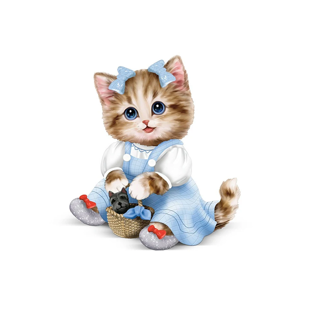 Baru Lucu Kucing Jarum Menjahit Icon Seni Berlian Lukisan Cross
