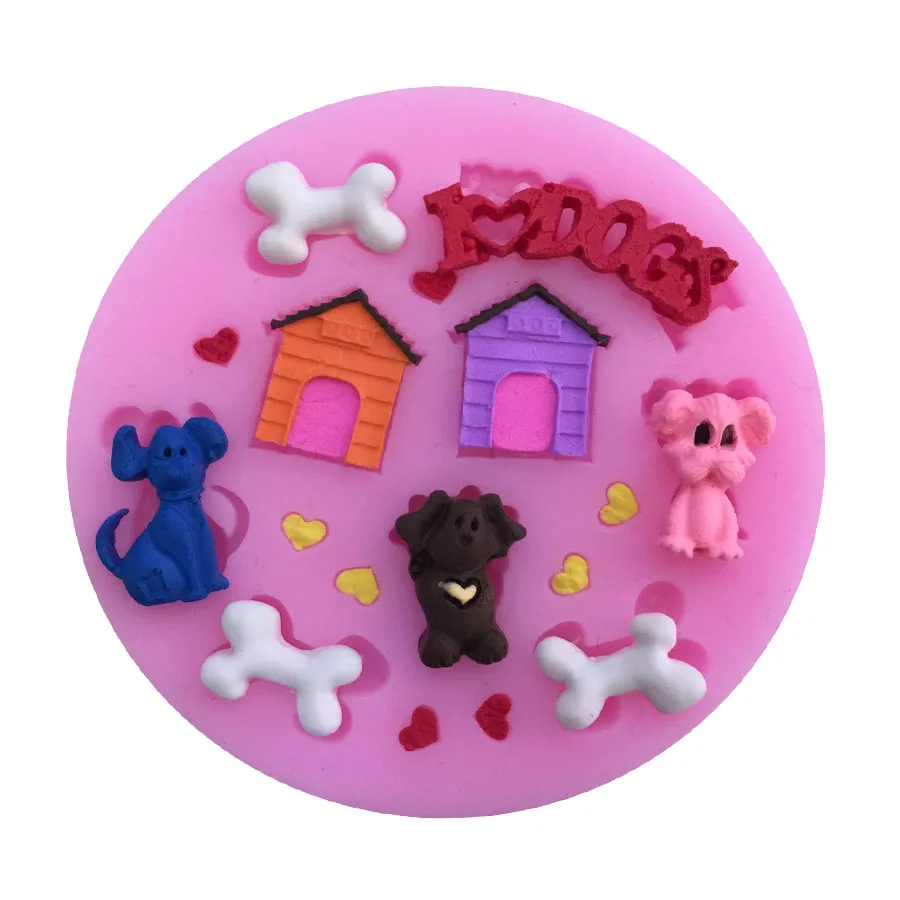 

1PCS Dog, House,Bone Shape Food Grade Silicone Cookie, Jelly, Ice,Fondant Cake Decorating Bakeware M149