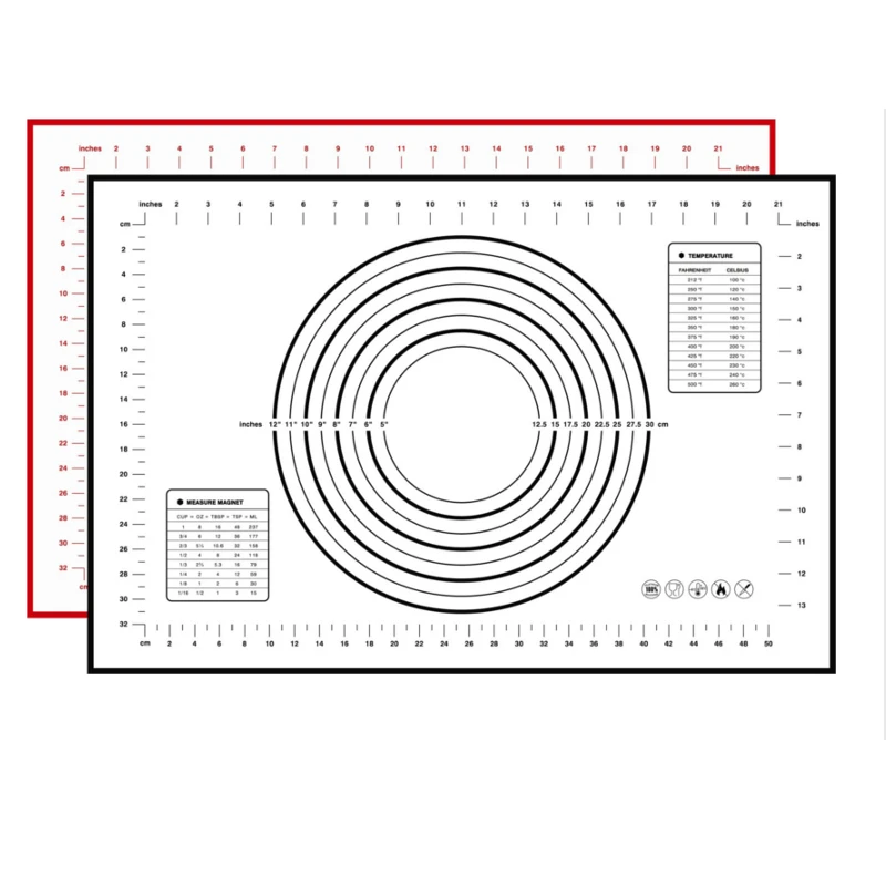 Silicone Pastry Mat Food-grade Silicone for Rolling Dough Non-Stick Silicone Mats with Measurements Cooking Confectionery tools Silicone Pastry Mat Food-grade Silicone for Rolling Dough Non-Stick Silicone Mats with Measurements Cooking Confectionery tools