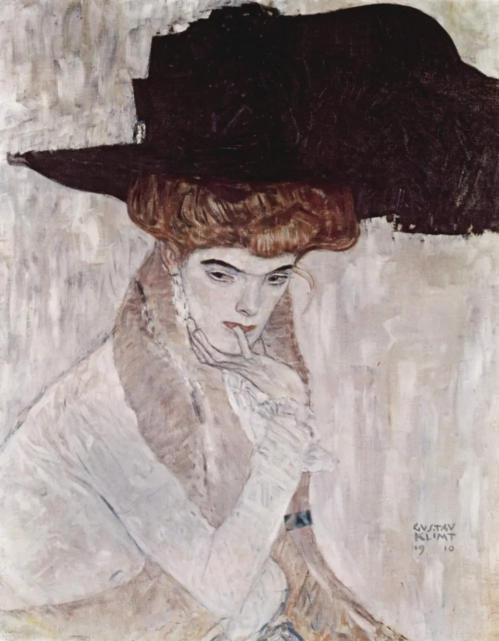 

Handmade oil painting reproduction The Black Feather Hat by Gustav Klimt