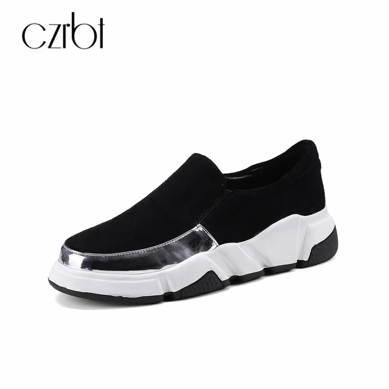 

CZRBT Casual Women Flats 2018 Handmade Cow Suede Women Loafers Spring Autumn Slip On Platform Shoes Comfortable Women Shoes