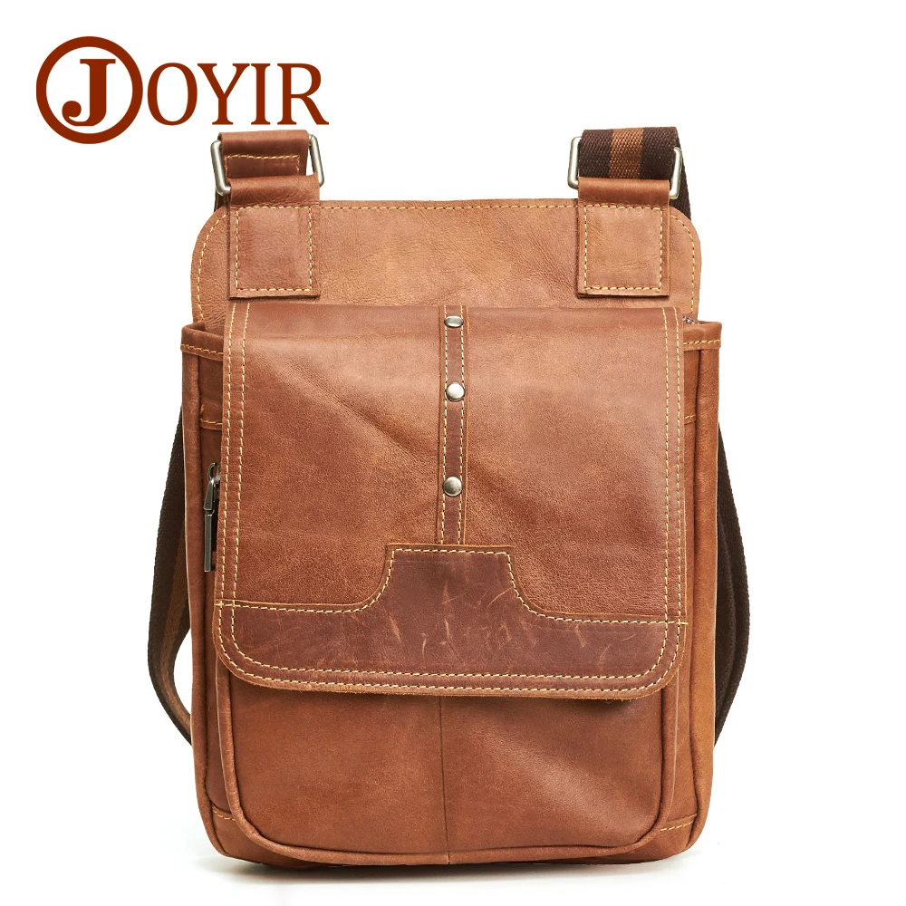 

JOYIR Men's Bags Genuine Leather Male Crossbody Bags Strap Casual Flap Men Leather Messenger Bag Men Shoulder Bag Handbags 6361