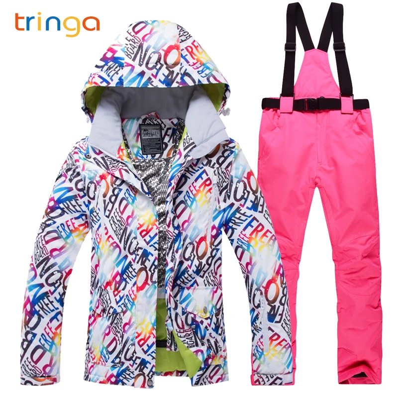 

TRINGA Brands 2018 New Ski Suit Woman Windproof Waterproof Thicken warm Clothes Coat Trousers Pants Winter Ski Snowboard Jacket