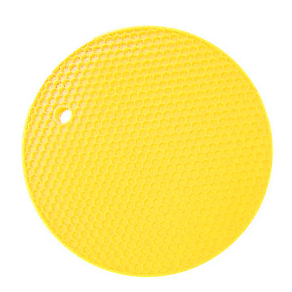 18 см прочный круглый силиконовый нескользящий жаростойкий коврик подстилка подставка для горшка кухонные аксессуары коврик для стола - Цвет: yellow