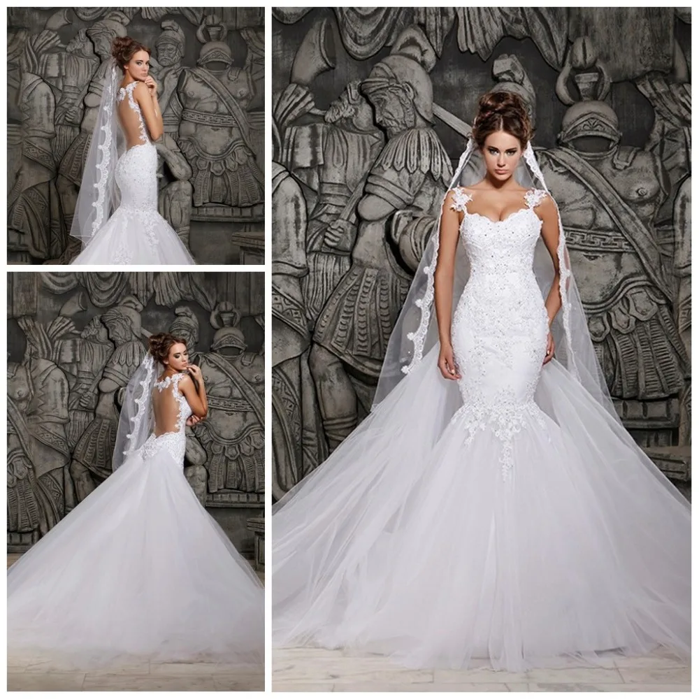 2017 Designers White Lace And See Through Mermaid Wedding Dresses 2017 Designers White Lace And See Through Mermaid Wedding Dresses With Removable Train Bridal Tulle In From Weddings Events On