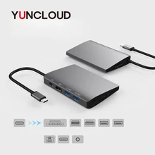 YUNCLOUD C USB 3.1 HUB Adaptador Mini DP para HDMI 4 k com Gigabit Ethernet Tipo C Entrega de Potência SD /TF Para Samsung Galaxy S9 S8