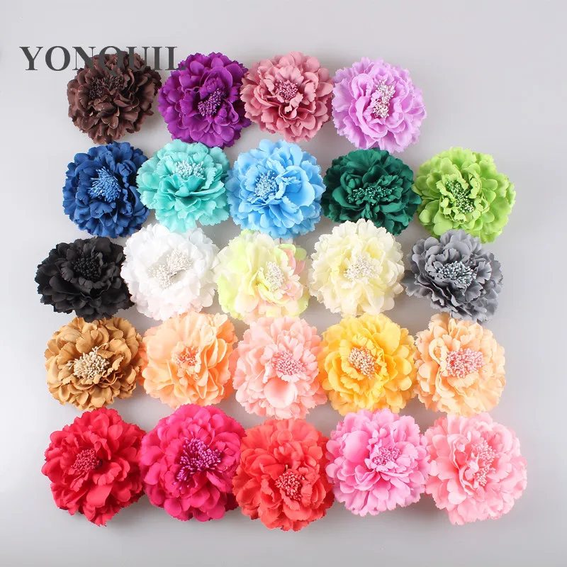 12PCS/LOT Hair accessory 11cm fabric DIY silk flowers with hair clips