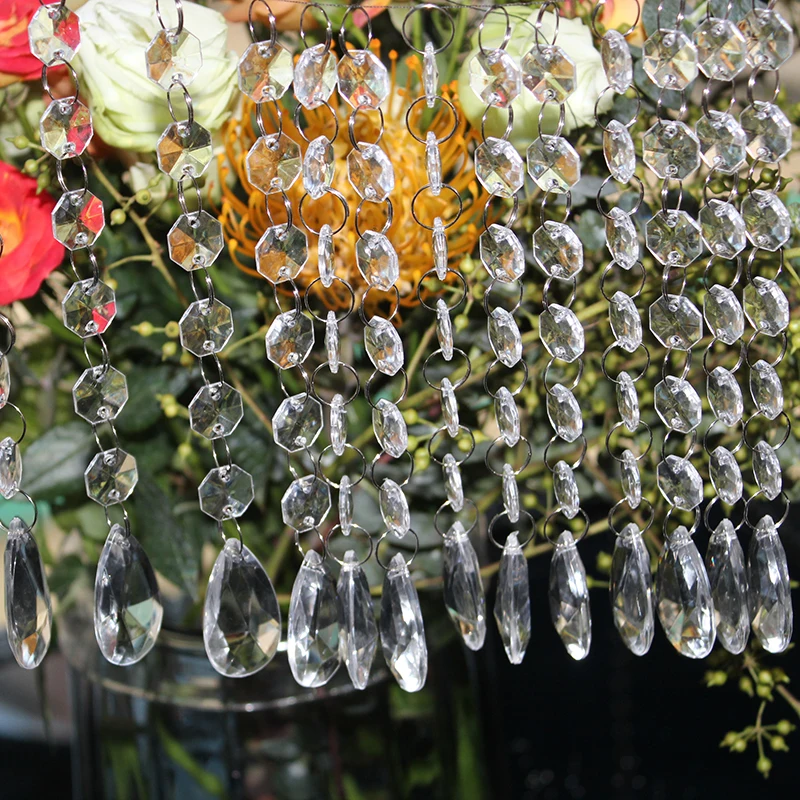 

60 String 17.5cm Teardrop Acrylic Crystal Beads Curtain Chandelier Garland Pendant Wedding Party Decoration Christmas Home Decor