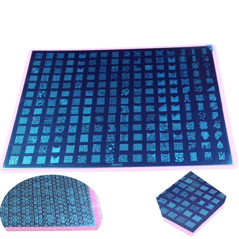 

Big Size 208 Designs 25.5x30.5cm Rectangle Nail Image Stamp Plate Stamping Template+1pc Pink Backcover Fashion Nail Tool FJH02