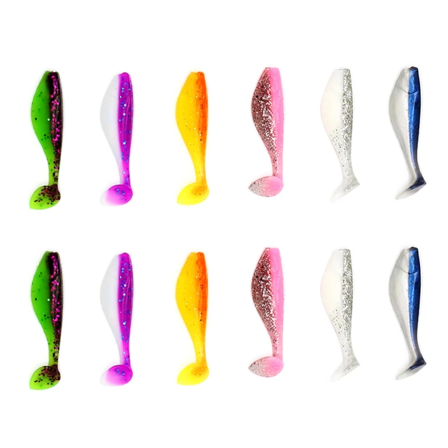 Spinpoler 10pc Soft PVC Fishing Lures With Paddle T-Tail And