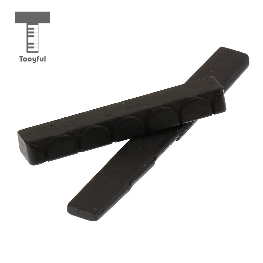 Tooyful Durable 6 String Ebony Slotted Nut Saddle for Classical Guitar Replacement Parts Black