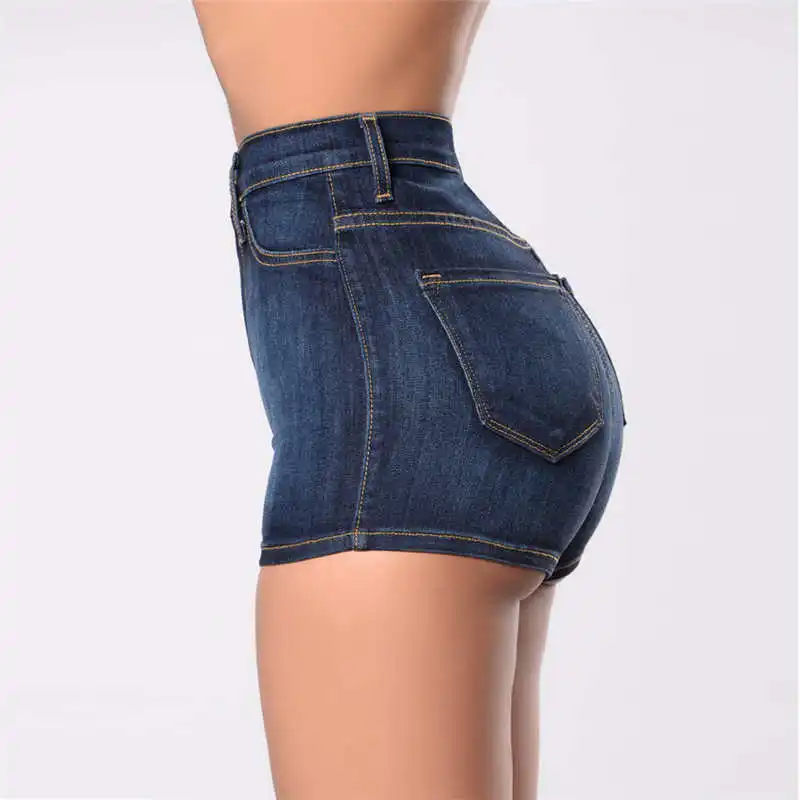 Классические синие джинсовые шорты для женщин новые летние Мода Тонкий повседневное плюс размеры XXXL Высокая талия шорт