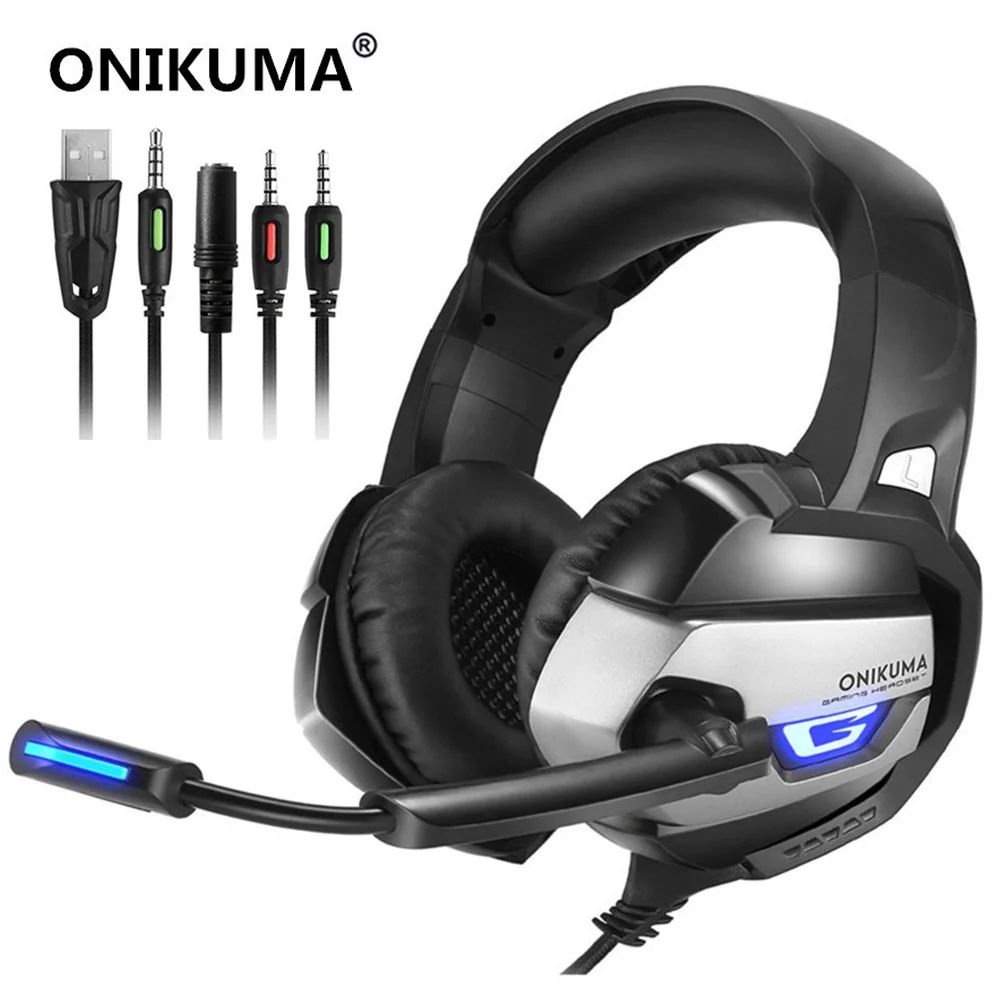 Игровая гарнитура ONIKUMA K5 игровые наушники с глубокими басами для PS4 компьютера