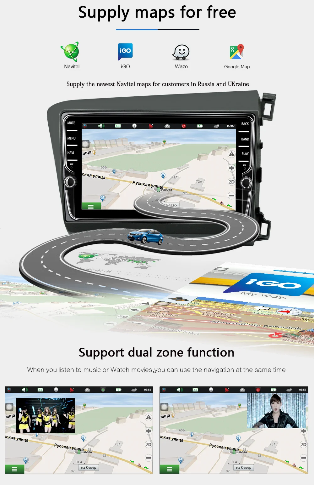 Perfect Funrover Car Radio Multimedia IPS 2 din Android 8.0 Head Unit For Honda For Civic 2011-15 right-hand drive stereo navi audio gps 24