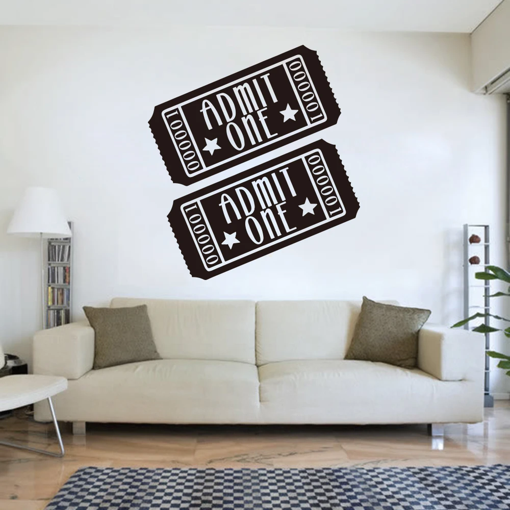 2pcs Home Theater Movie Tickets Admit One Wall Decals Kids Room Bedroom Movie Theater Tickets Wall Sticker Home Theater Vinyl (3)