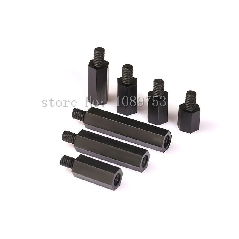 M3 M4 Black Nylon Hex Spacers Male Female Hex Standoff Spacer Nuts Washers_