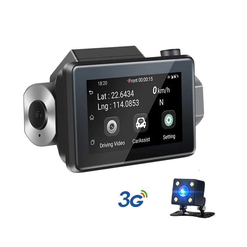 3G Автомобильный видеорегистратор с Android GPS log двумя объективами 1080p WIFI