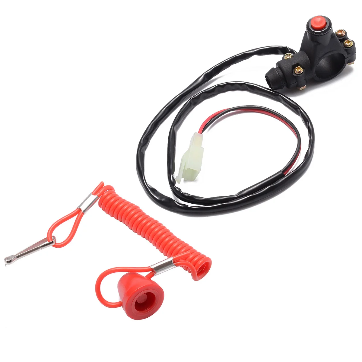 

Mayitr 1PC Motorcycle Red Safety Tether Line Engine Kill Push Button switch For Motor ATV Boat Engine 50cc-150cc 4 wheeler