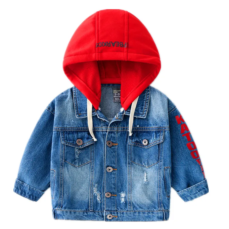 

2019 Kids Denim Jackets for Boys Children's Hooded Jeans Coat Toddler BaBy Spring Fashion Hoodies Outerwear Windbreakers 6 Years