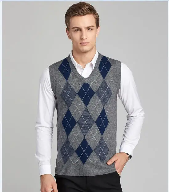 wool sweater vest mens cashmere pullover men V neck sweaters 2017 ...