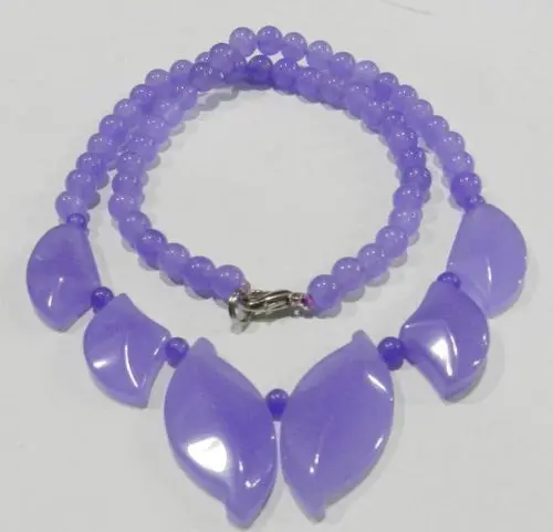 

J0035 Lilac Alexandrite Gems Loose Beads Leaf-shaped Necklace 18