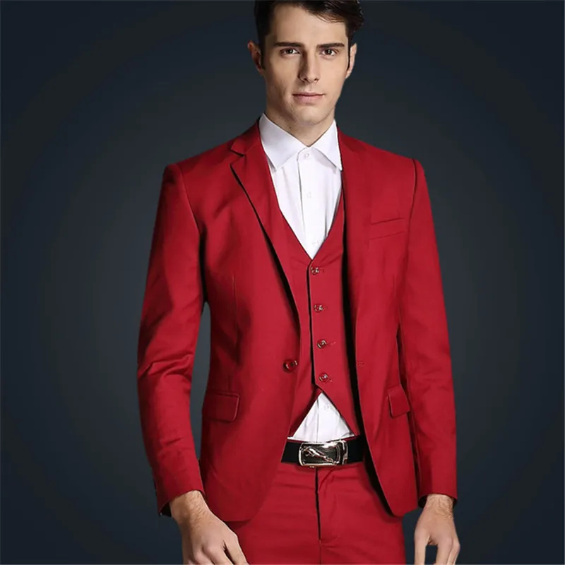Latest Design Red Mens Wedding Prom Suits For Men 3 Piece(jacket+pant ...