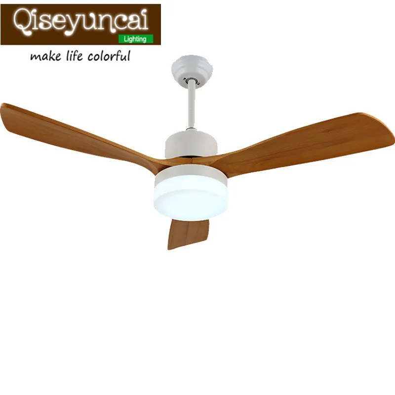

Qiseyuncai 2018 new Nordic minimalist ceiling fan light dining room living room bedroom wood fan chandelier