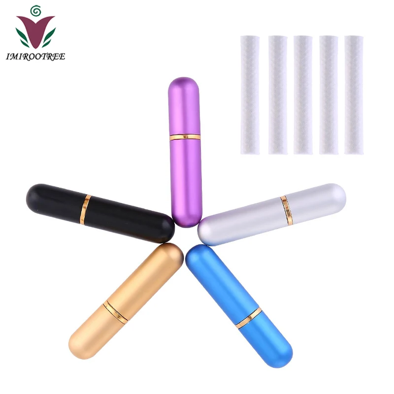 16pcs colored Aromathreapy Essential Oil Aluminum Nasal Inhaler Blank with 32pcs High Quality D7xH54mm Cotton Wicks | Красота и
