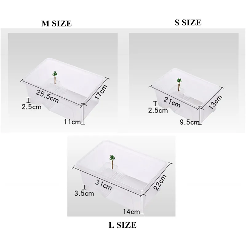 Пластиковый прозрачный аквариум для разведения рептилий, коробка для кормления, большая емкость, аквариумная ванна для обитания, черепаха, платформа для аквариума S/M/L