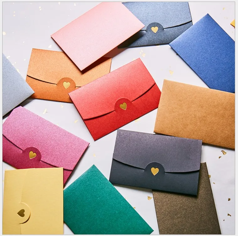 

40pcs/set Vintage Love small colored Pearl blank mini paper envelopes wedding invitation envelope /gilt envelope/11 color