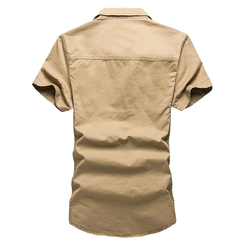 Idopy, повседневные мужские рубашки в стиле милитари, Pacthwork, с карманом, облегающие мужские рубашки с коротким рукавом, цвета хаки, темно-синий, Armygreen, рубашки для мужчин