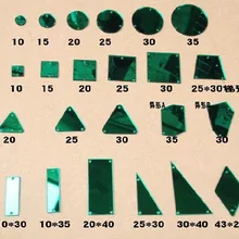 Пришивные акриловые зеленые зеркальные плоские сзади Кристалл страз Диамант зеркальные бусины с отверстием для DIY свадьбы Алмазная вышивка