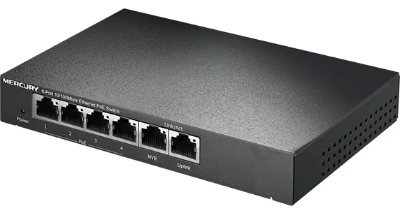모든 종류의 Poe 카메라 또는 AP, NVR 네트워크 스위치 플러그 앤 플레이 S106PL, 6 포트, 4 Poe 65W, 100Mbps 스위치 IEEE802.3af/at PoE 세트