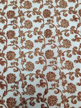 

SH-096 glued glitter lace fabric top selling glitter mesh material for evening dress