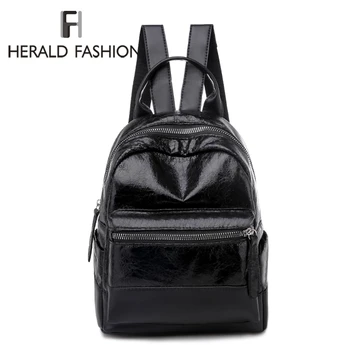 

Herald Fashion Women Sequin Leather Backpack Luxury Female Street Schoolbag For Teenage Girls Black Silver Shopping Bags New