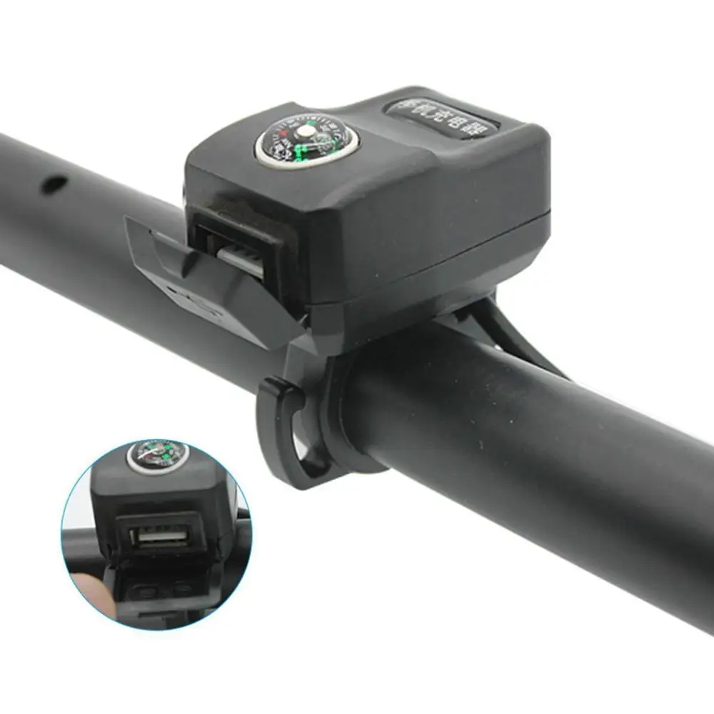 Мотоцикл USB зарядное устройство адаптер с компасом 22 мм руль фиксированный Электрический черный - Цвет: 1 Pcs