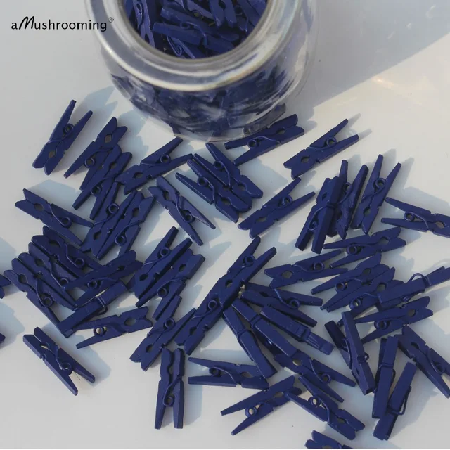 25 Cute Mini Royal Blue Clothes Pins 1 Clothespins Chic Wedding