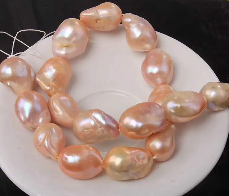 

RHJ001 huge 15-16mm baroque Australian south seas pink pearl necklace