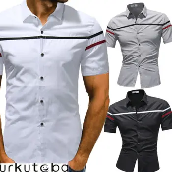 

New Men Short Sleeve Fitness Casual Shirt Men's Casual Long Sleeve Slim Fit Tops Shirts Fashion