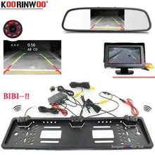 Koorinwoo Auto Europeo Della Pagina della Targa della macchina fotografica Auto Videocamera vista posteriore Sensore di parcheggio Buzzer Auto Monitor Dello Specchio TFT LCD Display