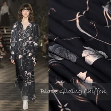 Высококачественная Черная бронзовая шифоновая ткань для летнего платья, ширина 150 см, дышащая одежда для шитья своими руками, новинка, распродажа