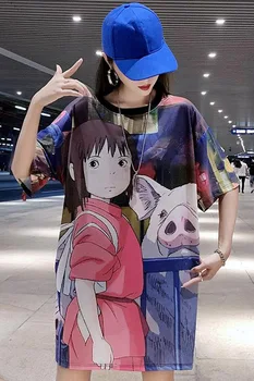 

Maternity wear 19 summer new cartoon print short-sleeved bottoming shirt loose fashion long section mesh T-shirt