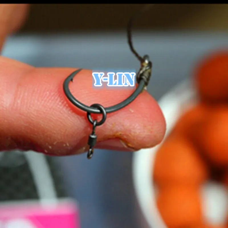 

40pcs New Arrival UK 20# Carp fishing micro swivels hook quick change rolling swivels sopd bomb hook link with ring loops snaps