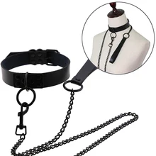 Женская модная кожаная цепочка, Серебряное колье, воротник, готический панк Харадзюку, сексуальные чокер, ювелирные цепочки для женщин и мужчин, Mujer